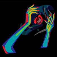 Vector illustration of mystical bright hands of a witch during witchcraft. Esoteric, spiritual, occult concept of creating a magic spell. A bundle of energy in his hands Ideal for printing on textiles