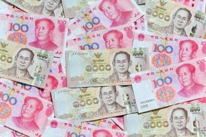 Yuan or RMB, Chinese Currency and Thai baht photo