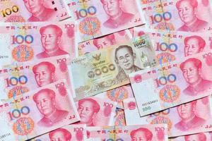 yuan o Rmb, chino moneda y tailandés baht foto