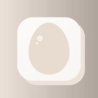 Animal egg 3d button outline icon. Healthy nutrition concept. White egg 3d symbol sign vector illustration isolated on gray color background