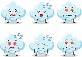 Cartoon character of cloud with sleepy expression vector