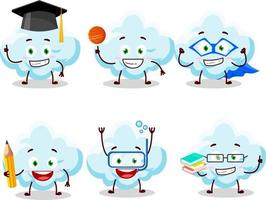 School student of cloud cartoon character with various expressions vector