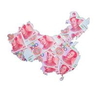 mapa de China con rmb moneda foto