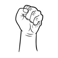 hand fist up black color line art vector design illustration