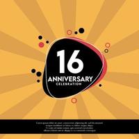 Vector 16th years anniversary design template abstract vector template illustration