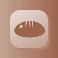 Bread 3d button outline icon. Healthy nutrition concept. Baking 3d symbol sign vector illustration isolated on brown color background