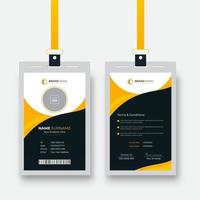 Clean and simple colorful identity card with abstract yellow shape. Corporate company employee identity card template vector