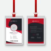 Clean and simple corporate company employee id card design with red and black color. vector