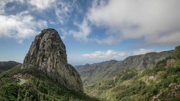 A timelapse of el roque agando in the island of la gormera spain with a beautiful cloudy sky video