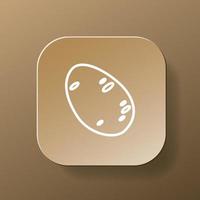 Potato square button, white outline icon on the brown color plate. Healthy nutrition concept. Flat symbol sign vector illustration isolated on a brown background