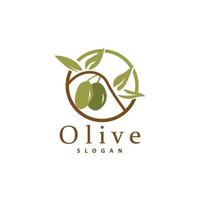 Olive Oil Logo, Olive Leaf Plant Herbal Garden Vector, Simple Elegant Luxurious Icon Design Template illustration vector