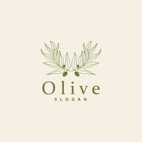 Olive Oil Logo, Olive Leaf Plant Herbal Garden Vector, Simple Elegant Luxurious Icon Design Template illustration vector