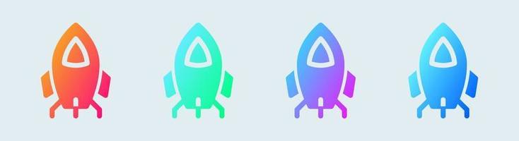 Rocket solid icon in gradient colors. Space ship signs vector illustration.