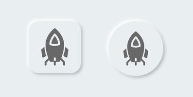 Rocket solid icon in neomorphic design style. Space ship signs vector illustration.