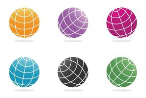 colorful globe icon set, flat design on white background. vector illustration