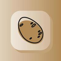 3d square button potato on outline icon. Flat symbol sign vector illustration isolated on a brown background. Healthy nutrition concept