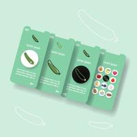 Template mobile app page with cucumber vegetable. Food outline icon vector illustration