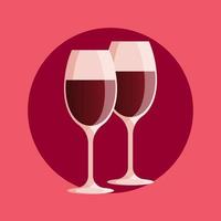 Two glasses of red wine. Vector illustration