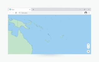 Browser window with map of Vanuatu, searching  Vanuatu in internet. vector