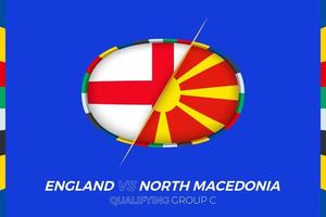 England vs North Macedonia icon for European football tournament qualification, group C. vector