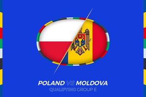 Poland vs Moldova icon for European football tournament qualification, group E. vector