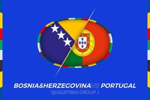 Bosnia and Herzegovina vs Portugal icon for European football tournament qualification, group J. vector