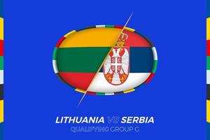 Lithuania vs Serbia icon for European football tournament qualification, group G. vector