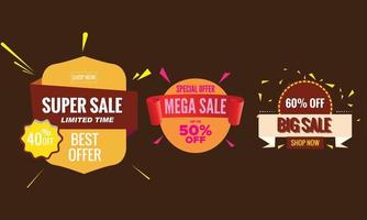 Super sale banner design, Vector illustration, Big sale banner colorful design illustration, Mega sale banner with red ribbon