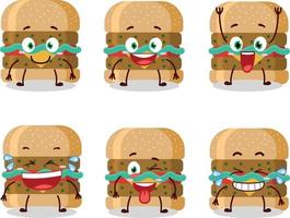 dibujos animados personaje de hamburguesa con sonrisa expresión vector