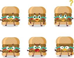 Cartoon character of hamburger with what expression vector