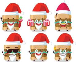 Papa Noel claus emoticones con hamburguesa dibujos animados personaje vector