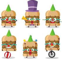 Cartoon character of hamburger with various circus shows vector