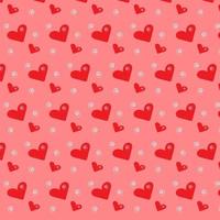 Red hearts with drops and circles in seamless pattern isolated on a red background. Love concept. Vector Illustration