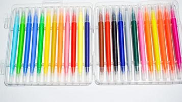 Set of Collection of Colors crayon wax isolated on the box pack with White Background. photo
