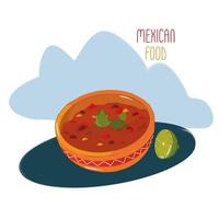 Traditional Mexican Soup chile con carne. vector