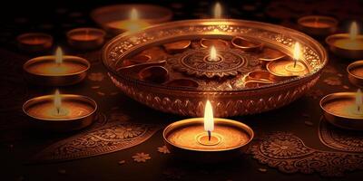 diwali background with candle light AI photo