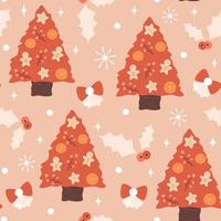 Seamless pattern with red christmas trees vector