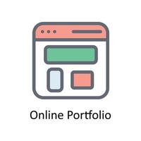 Online Portfolio Vector  Fill outline Icons. Simple stock illustration stock