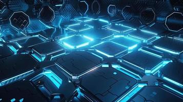 Cyber security concept with closed padlock on hexagons background 3D rendering photo