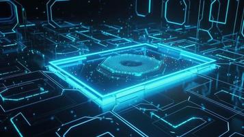 Cyber security concept with closed padlock on hexagons background 3D rendering photo