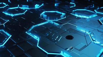 Cyber security concept with closed padlock on hexagons background 3D rendering photo