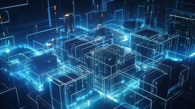 3D rendering of abstract technology concept. Futuristic cyberspace background,Abstract 3d rendering of data processing. Futuristic technology style photo