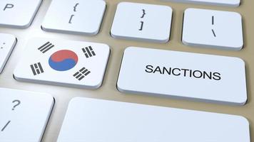 South Korea Imposes Sanctions Against Some Country. Sanctions Imposed on South Korea. Keyboard Button Push. Politics Illustration 3D Illustration photo