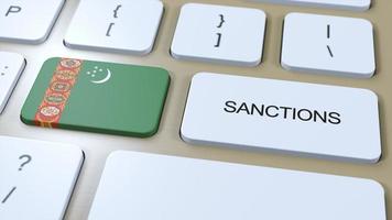Turkmenistán impone sanciones en contra algunos país. sanciones impuso en turkmenistán teclado botón empujar. política ilustración 3d ilustración foto