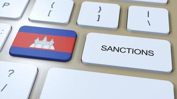 Cambodia Imposes Sanctions Against Some Country. Sanctions Imposed on Cambodia. Keyboard Button Push. Politics 3D Illustration photo