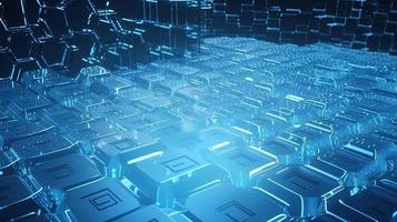 Cyber security concept with closed padlock on hexagons background 3D rendering photo