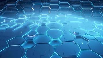Cyber security concept with closed padlock on hexagons background 3D rendering photo
