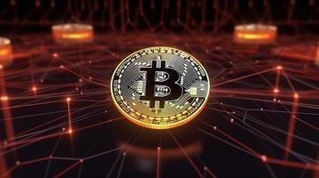 Bitcoin's Artistic Financial Network A Creative Representation of Digital Wealth ,Financial concept the bitcoin in the background network photo