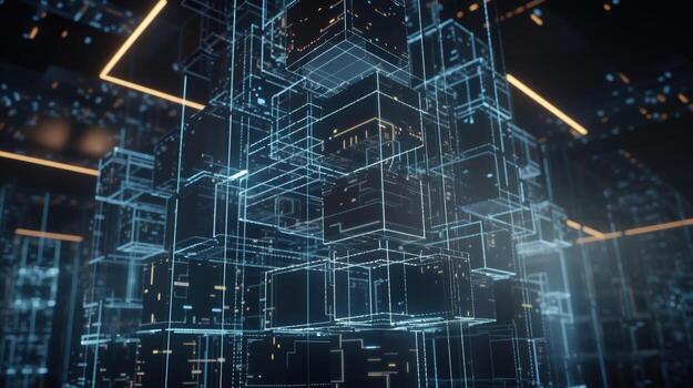 3D rendering of abstract technology concept. Futuristic cyberspace background,Abstract 3d rendering of data processing. Futuristic technology style photo