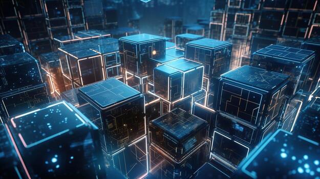 3D rendering of abstract technology concept. Futuristic cyberspace background,Abstract 3d rendering of data processing. Futuristic technology style photo